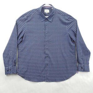 Con.Struct Shirt Mens 2XL Blue Red White 4-Way Stretch Slim Fit Flip Cuffs